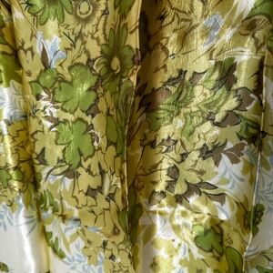 Vintage Floral Square Scarf 28” Olive Green Gold Cottagecore Retro